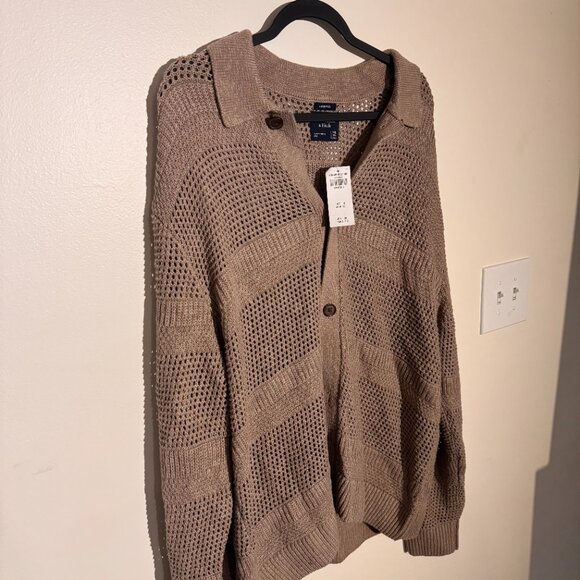 NWT Abercrombie | Men's Cropped Crochet-Style Shirt Jacket Fall Cardigan XXLT - Picture 2 of 6